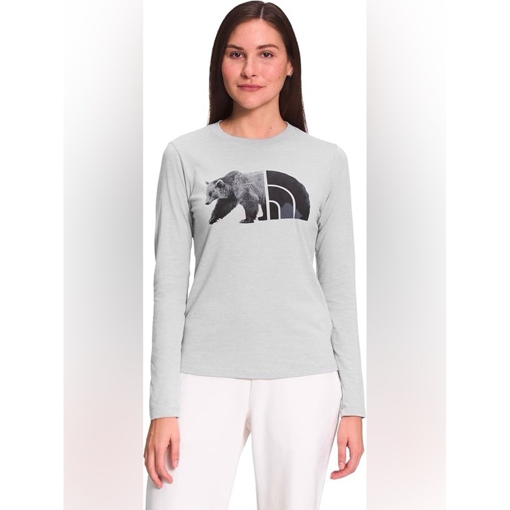 The North Face‎ Bear Graphic Long Sleeve Tee 🐻 Pale Pink Women's Large
